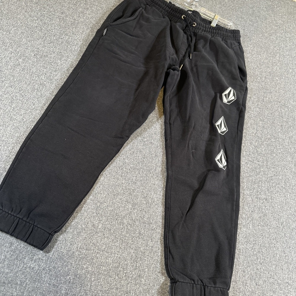 Volcom Sweatpants Mens Medium Black Logo Joggers Streetwear Skate Athletic Y2K